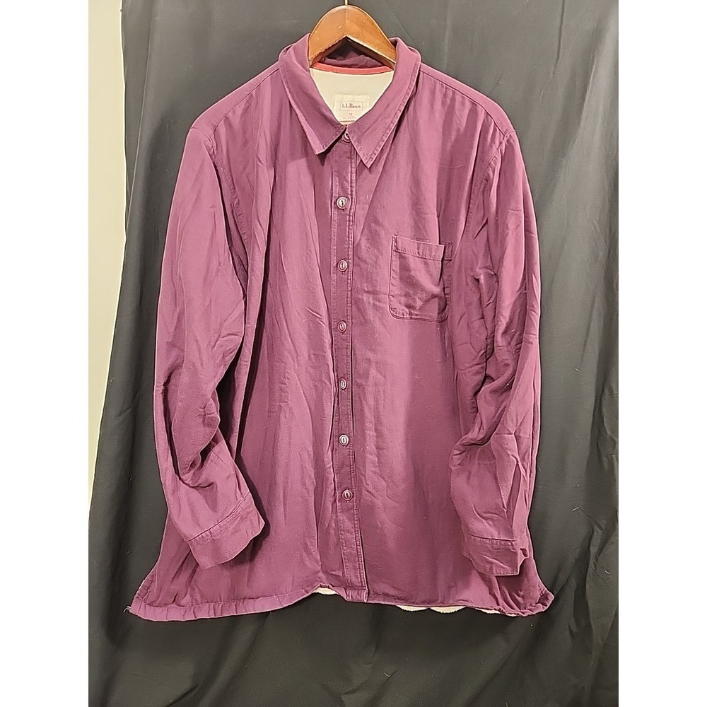 Vintage LL Bean Shirt Adult 1X XL Purple Womens Fleece Lined Button Down Shirt